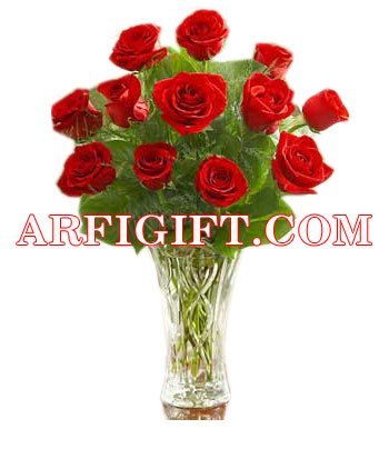 Send 24 Red Rose With  Vase to Bangladesh, Send gifts to Bangladesh