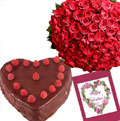 send gifts to bangladesh, send gift to bangladesh, banlgadeshi gifts, bangladeshi 50Rose + 3.3LB Cake +Card Combo