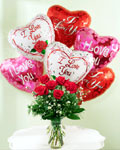 send gifts to bangladesh, send gift to bangladesh, banlgadeshi gifts, bangladeshi Rose & Balloon With Vase