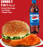 send gifts to bangladesh, send gift to bangladesh, banlgadeshi gifts, bangladeshi KFC - 2 in 1 Meal (Chicken & Burger)