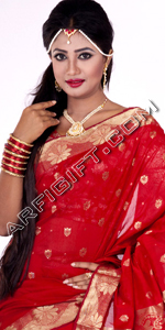 send gifts to bangladesh, send gift to bangladesh, banlgadeshi gifts, bangladeshi Red Silk Saree