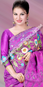 send gifts to bangladesh, send gift to bangladesh, banlgadeshi gifts, bangladeshi Exclusive Purple Jamdani