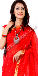 send gifts to bangladesh, send gift to bangladesh, banlgadeshi gifts, bangladeshi Red Half Silk Sari