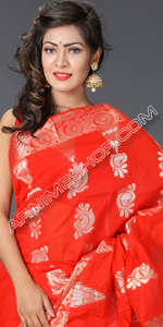 send gifts to bangladesh, send gift to bangladesh, banlgadeshi gifts, bangladeshi Red Half Silk Saree