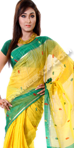 send gifts to bangladesh, send gift to bangladesh, banlgadeshi gifts, bangladeshi Green Paar Yellow Sari