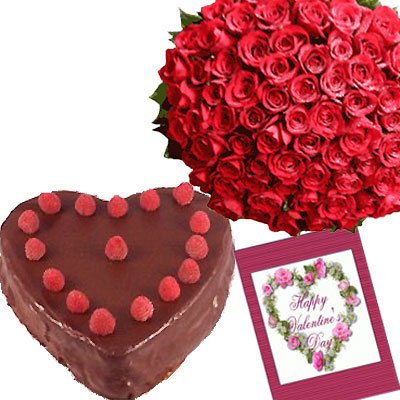 Send 50Rose + 3.3LB Cake +Card Combo to Bangladesh, Send gifts to Bangladesh