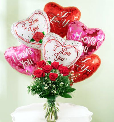 Send Rose & Balloon With Vase to Bangladesh, Send gifts to Bangladesh
