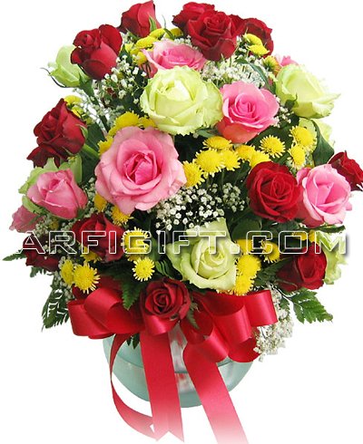 Send Mix Rose with Vase to Bangladesh, Send gifts to Bangladesh