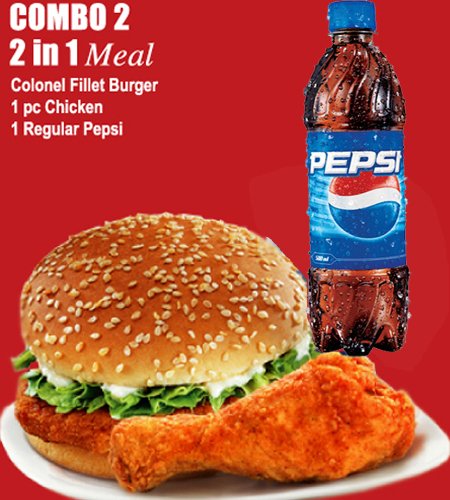 Send KFC - 2 in 1 Meal (Chicken & Burger) to Bangladesh, Send gifts to Bangladesh
