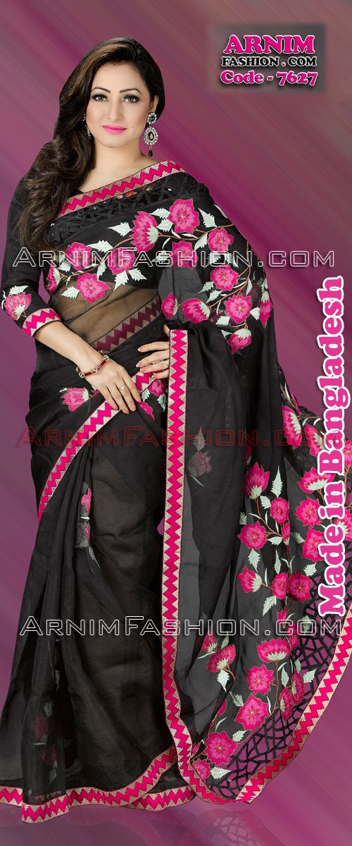 Send Black Moslin Saree to Bangladesh, Send gifts to Bangladesh