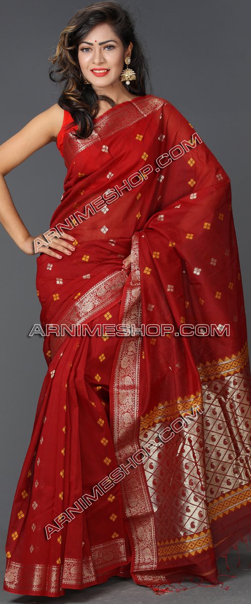 Send Maroon Half Silk Saree to Bangladesh, Send gifts to Bangladesh