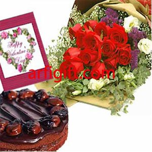 Send Cake+Rose+Card Combo to Bangladesh, Send gifts to Bangladesh